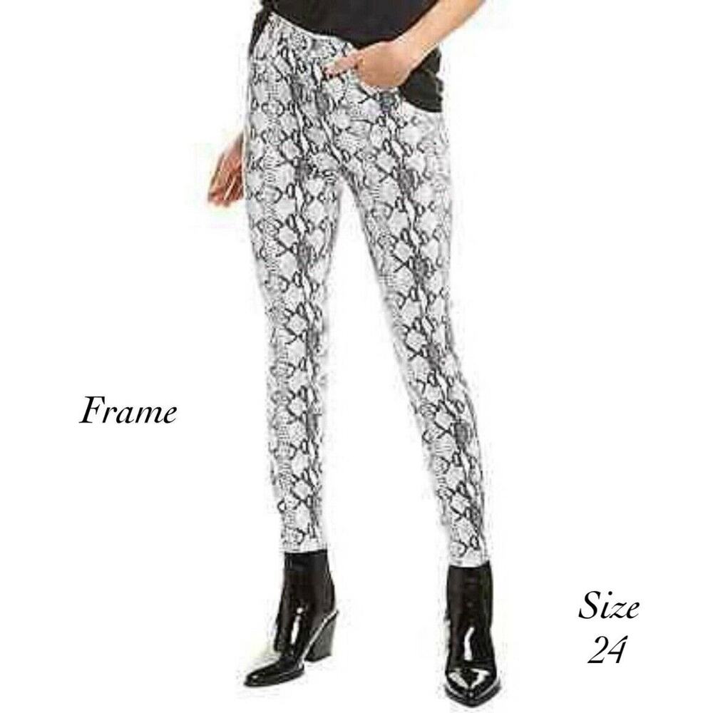 Frame Ali High Rise Python Snake Print Cigarette … - image 1